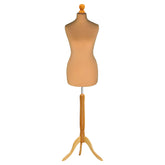 Display Guru Female Uk Size 6/8  Dressmakers Tailors Dummy Mannequin, Gold Torso Bust With Light Wood Tripod Stand